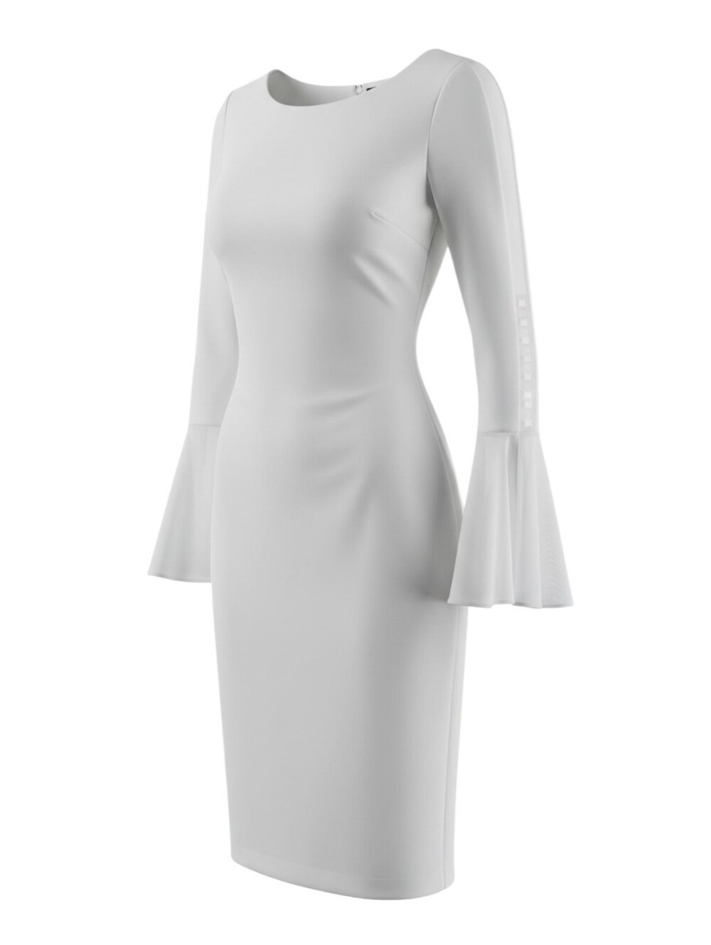 Calvin Klein Sz 4P Ivory White Long Sheer Bell And Button Sleeve Sheath Dress - Picture 16 of 16